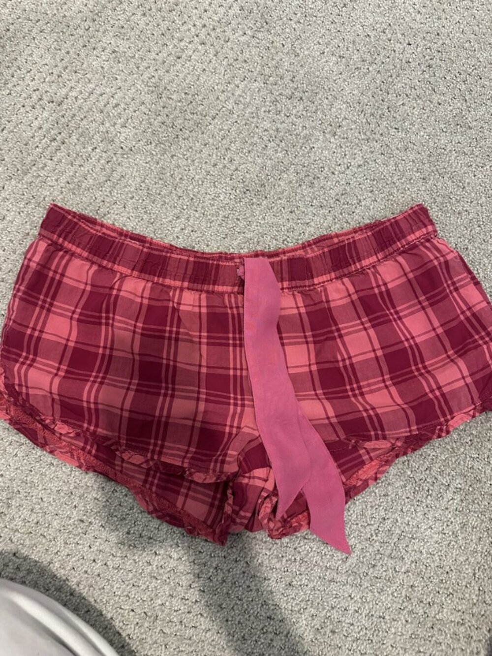 Aerie Pink Plaid Sleep Pajama Shorts Tie Waist – Size S